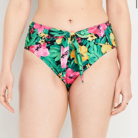 NWT OLD NAVY High-Waisted French-Cut Puckered Bikini Swim BottomsTropical Floral - Picture 5 of 9